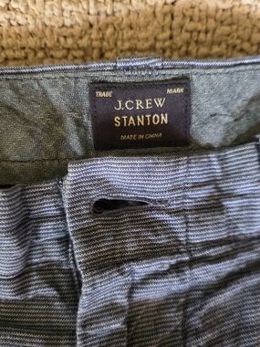 J. Crew Stanton Men's Blue and White Striped Flat-Front Shorts